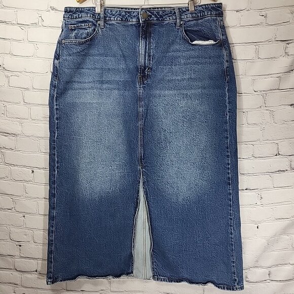 a.n.a Dresses & Skirts - A.N.A Y2K High Rise Denim Maxi Skirt Pockets Womens Plus Sz 16W Stretch Jean